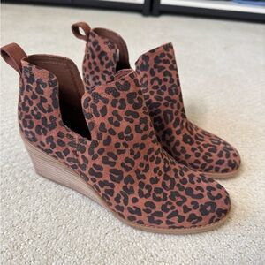Toms Brown Leopard Ankle Booties